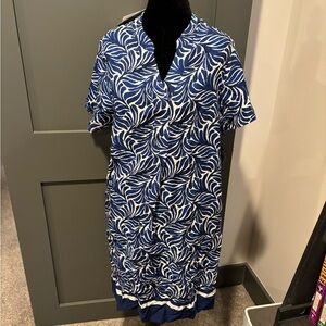 H&M Blue and White Patterned Dress XS